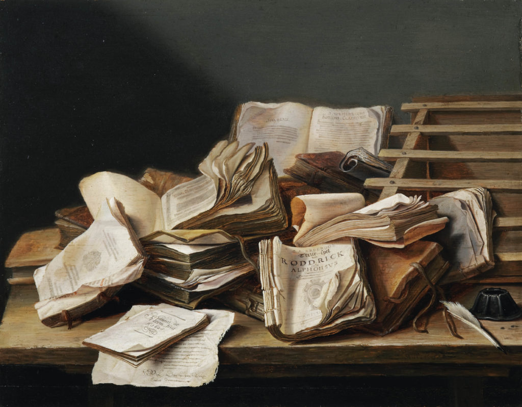 nature morte avec des livres