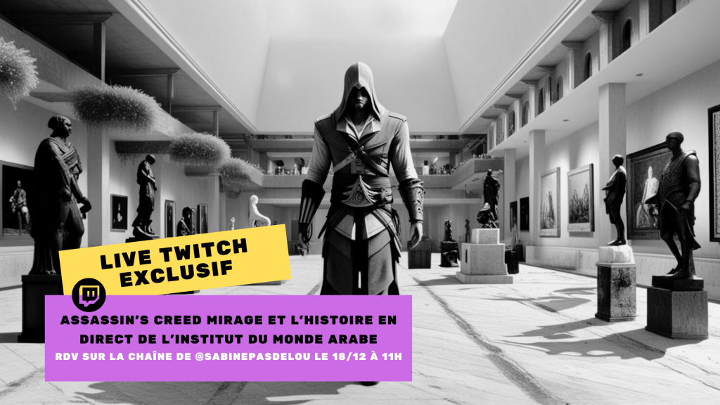 il s'agit d'une création à l'aide d'une IA représentant le héros du jeu vidéo à l'intérieur d'un musée imaginaire